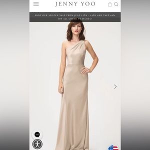 COPY - Jenny Yoo pale gold Lena one shoulder bridesmaid dress